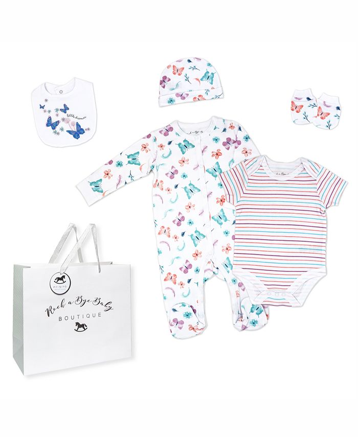 

Подарочный набор из 6 предметов Baby Girls Butterfly Layette Rock-A-Bye Baby Boutique, мультиколор