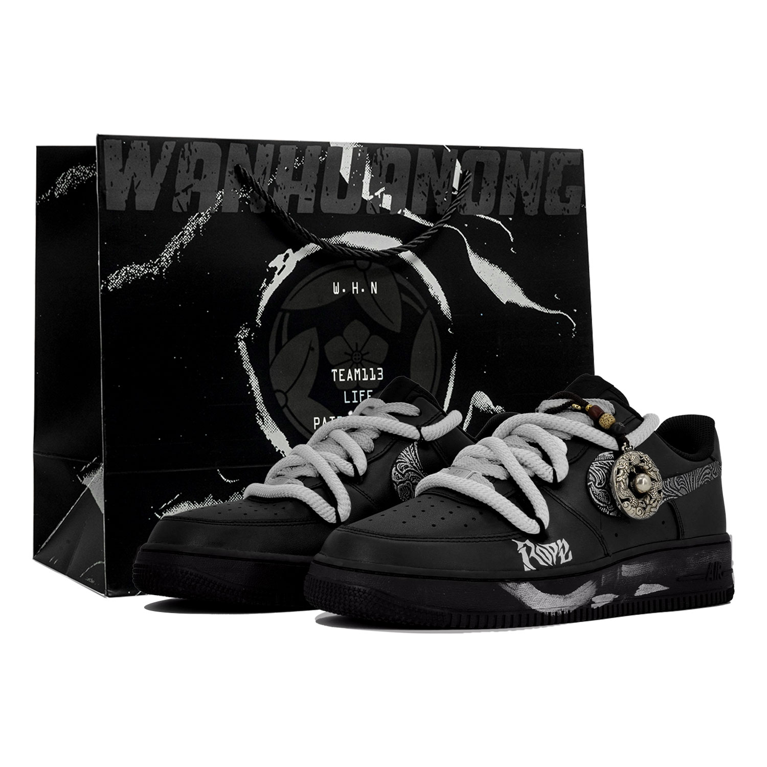 

Nike Air Force 1 нескользящие лоу-топ скейтбордские кроссовки унисекс черный серый, цвет Black Gray