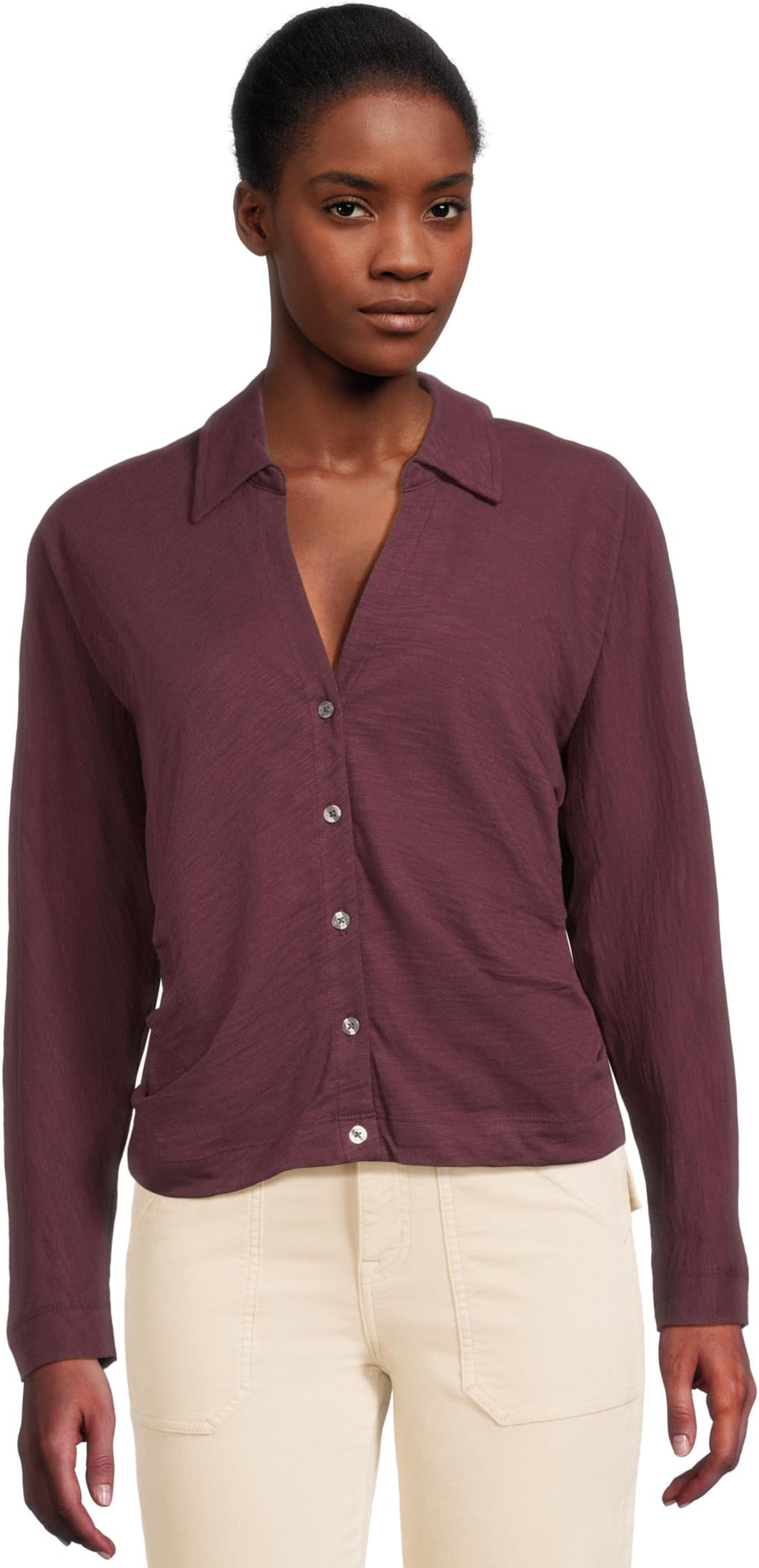 

Женская рубашка с боковыми складками на пуговицах Lilla P, Merlot