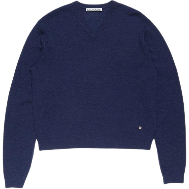 

Acne Studios Свитер унисекс, темно-синий, V-образный вырез, умеренный крой