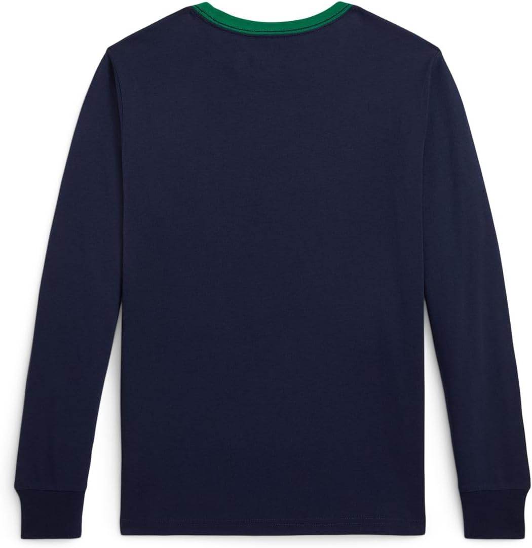 

Футболка Polo Ralph Lauren Kids Logo Cotton Long-Sleeve Tee, цвет Refined Navy
