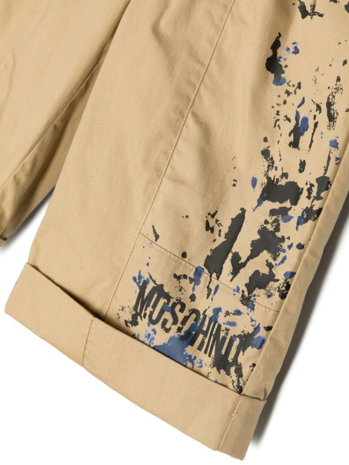 Moschino Kids шорты чинос с эффектом разбрызганной краски, коричневый — фото 3