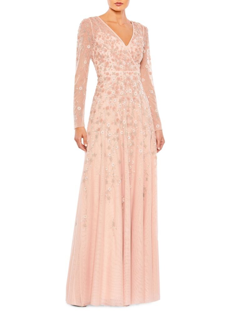 

Платье с пайетками и вырезом Surplice Mac Duggal, цвет Peach