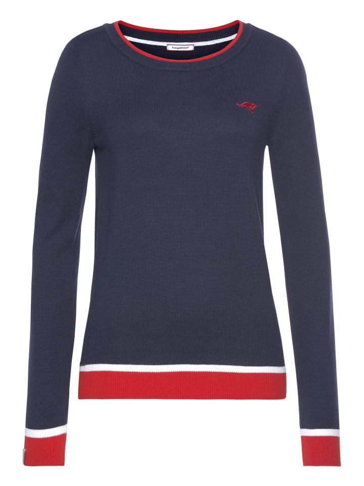 

Свитер с круглым вырезом темно-синего и красного цветов Kangaroos