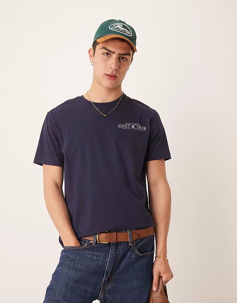 

Футболка GANT 1949 с логотипом на груди в темно-синем цвете