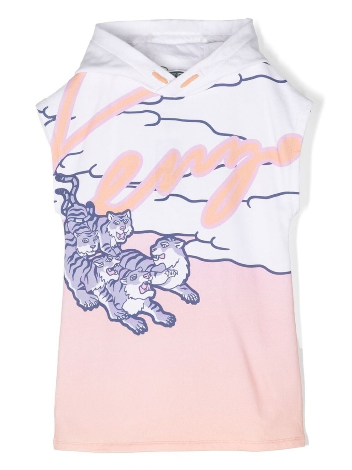 

Kenzo Kids платье с капюшоном и принтом, белый