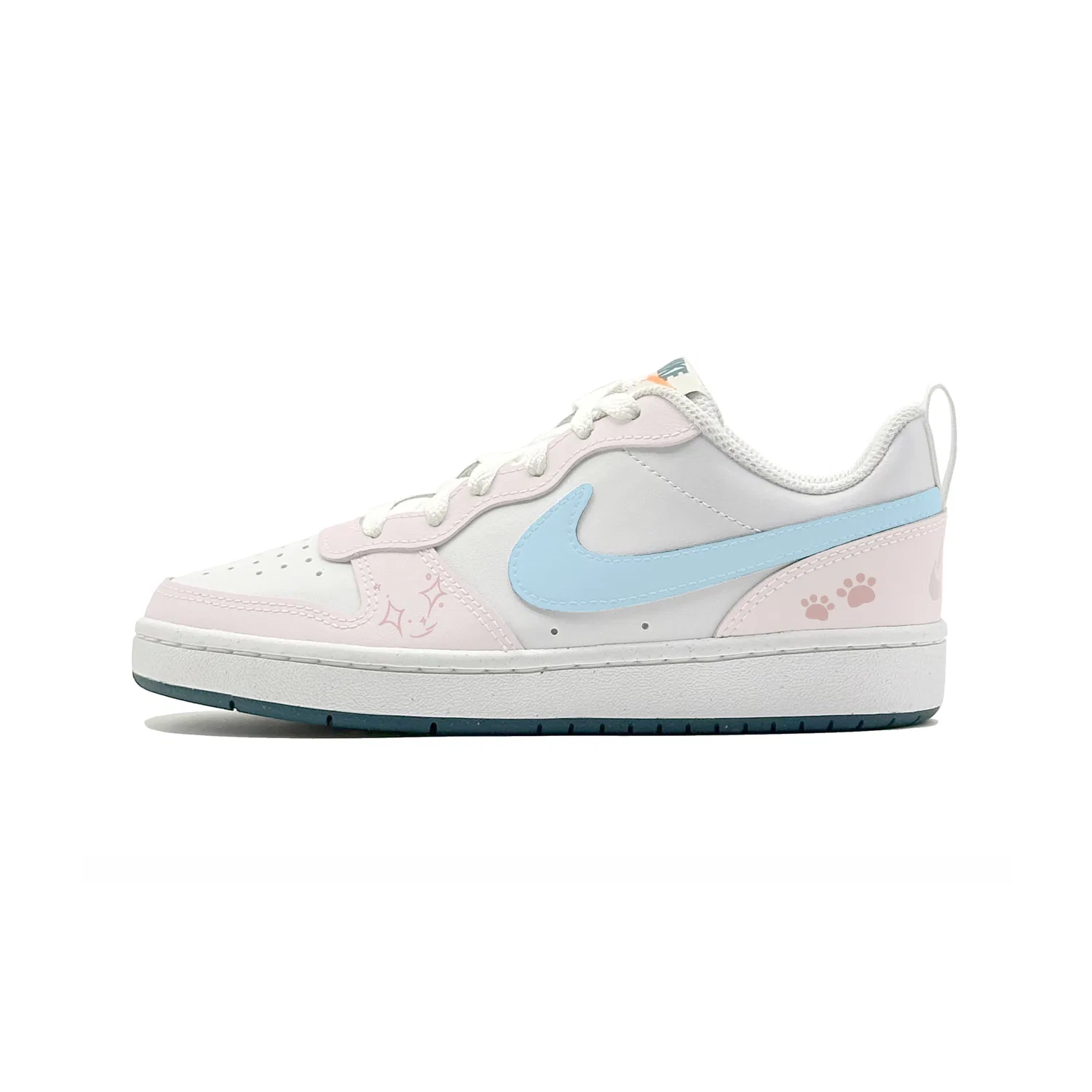 Кроссовки Court Borough 2 Milk Blue Claw, кожаные, низкие, с защитой от скольжения и истирания, амортизацией Nike, Pink