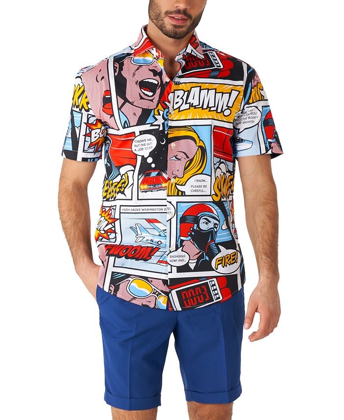 

Мужская рубашка с коротким рукавом Danger Days с рисунком комиксов OppoSuits, мультиколор