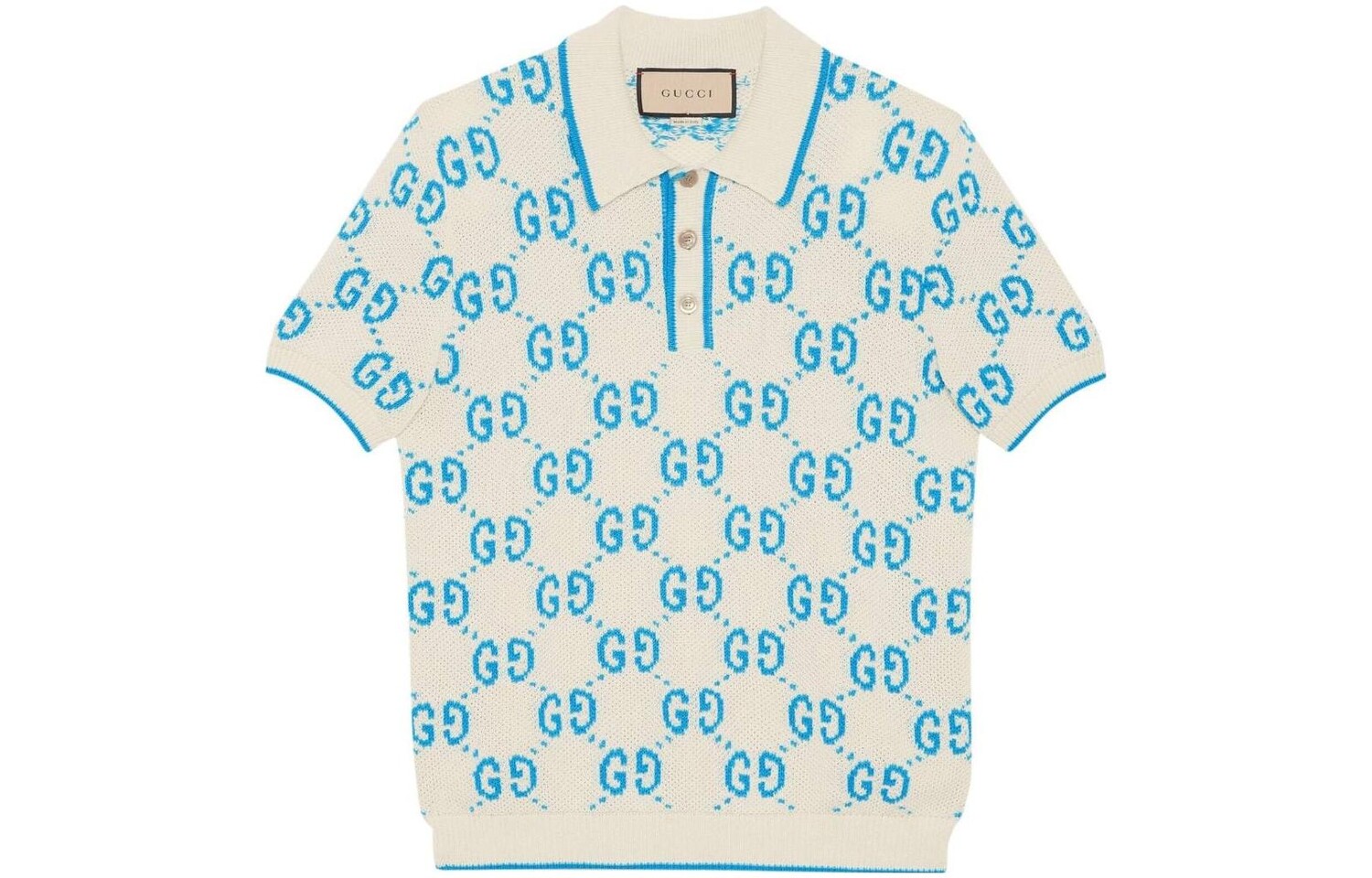 

Мужская рубашка поло GUCCI, цвет Blue with White Lettering