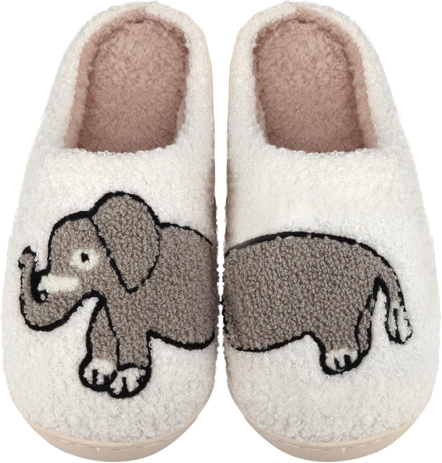 

Тапочки для женщин и мужчин, милые домашние тапочки с плюшевой флисовой подкладкой, теплые домашние обувь на мягкой подошве Cwodor, Animal Elephant