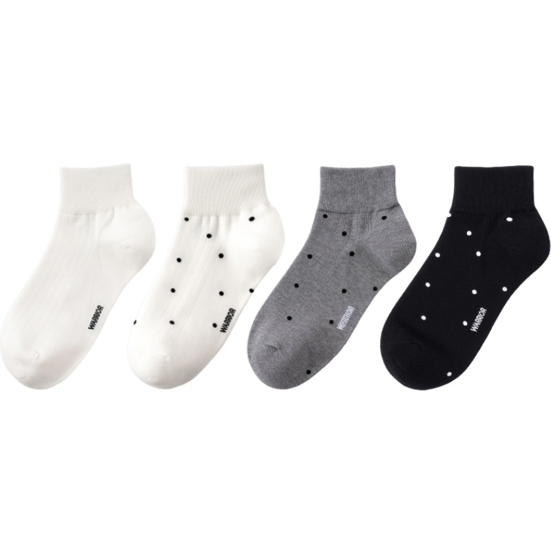 

Носки женские WARRIOR, milk белый+milk белый polka dot+серый polka dot+черный polka dot-4 pack