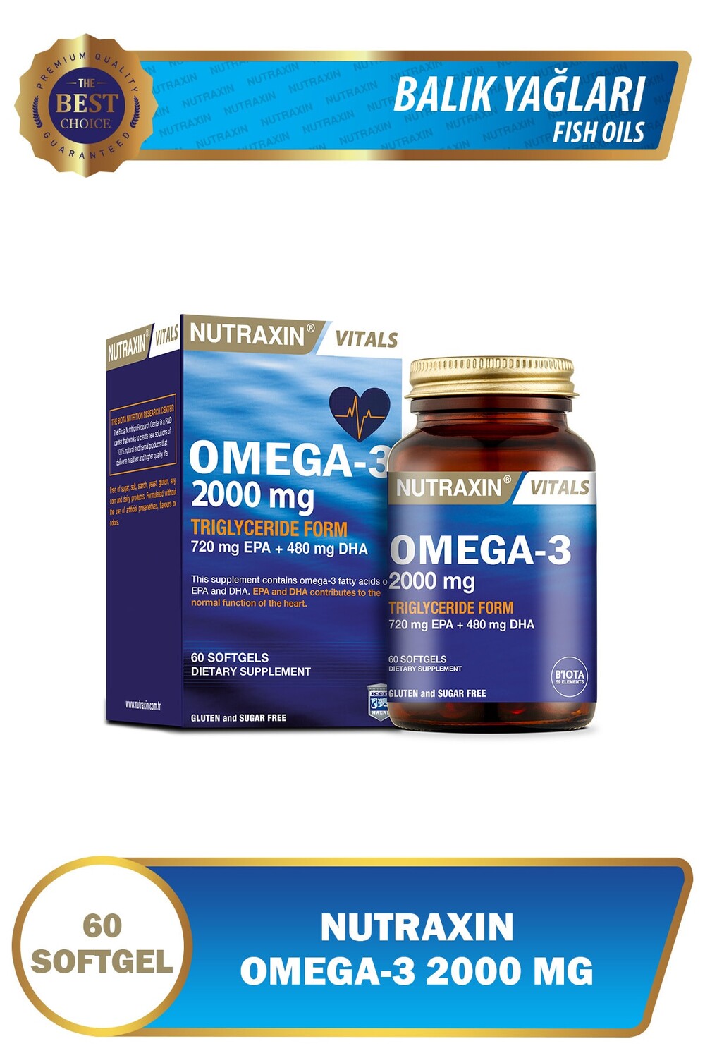 

Nutraxin Рыбий жир омега-3 - омега-3 2000 мг - EPA DHA GOED