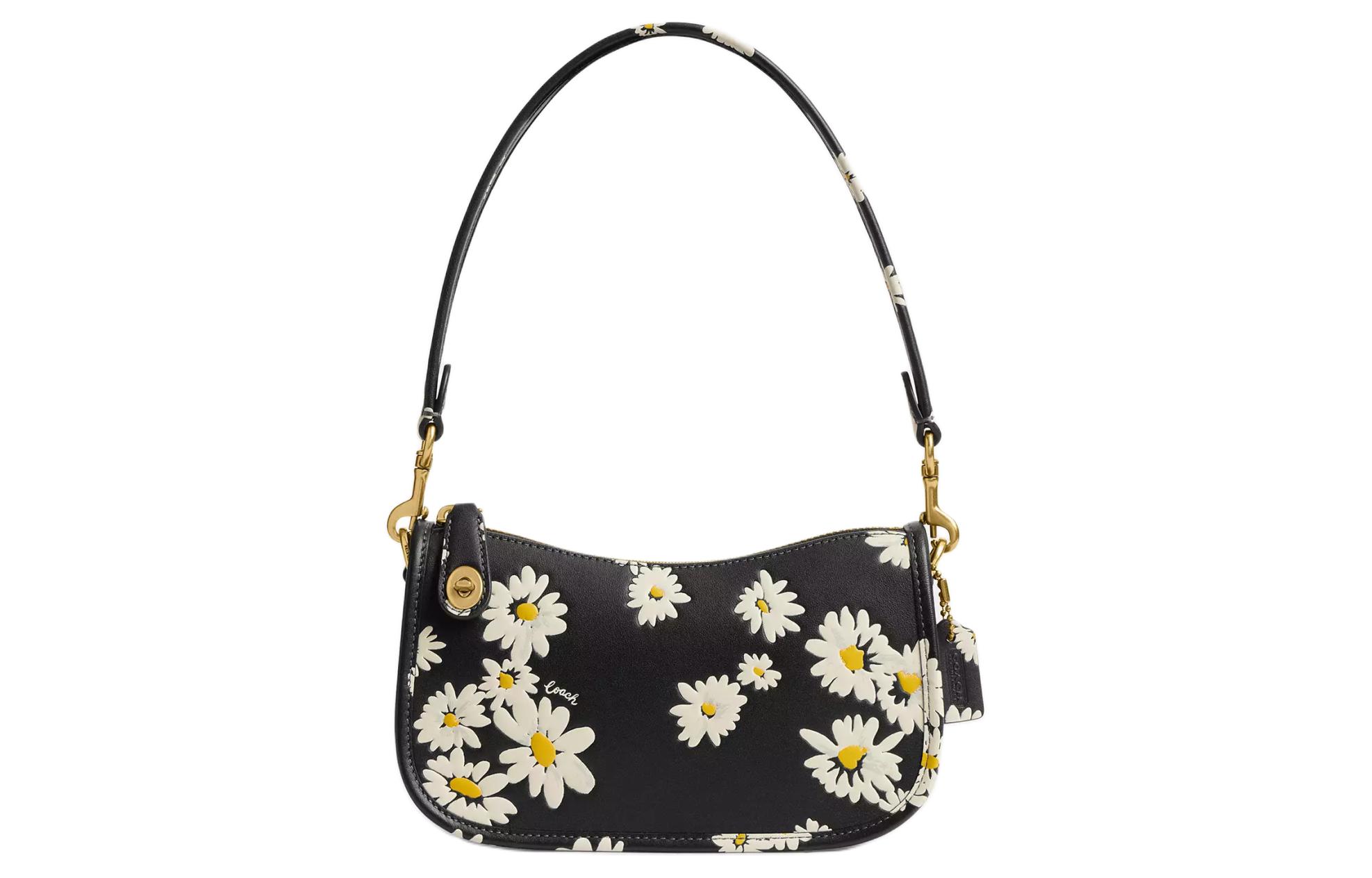

COACH Сумка-трансформер Swinger Glove Tanning Handbag через плечо, маленькая, женская, черная, многоцветная