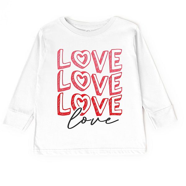 

Футболка с длинным рукавом Love stacked sketched для малышей The Juniper Shop, White