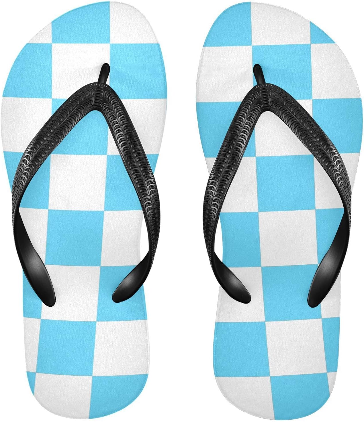 

Женские и мужские шлепанцы SPRIPORT в клетку, удобные повседневные вьетнамки с мягкой подошвой и противоскользящей резиновой подошвой, плоские сандалии для прогулок, летнего пляжа, небесно-голубой