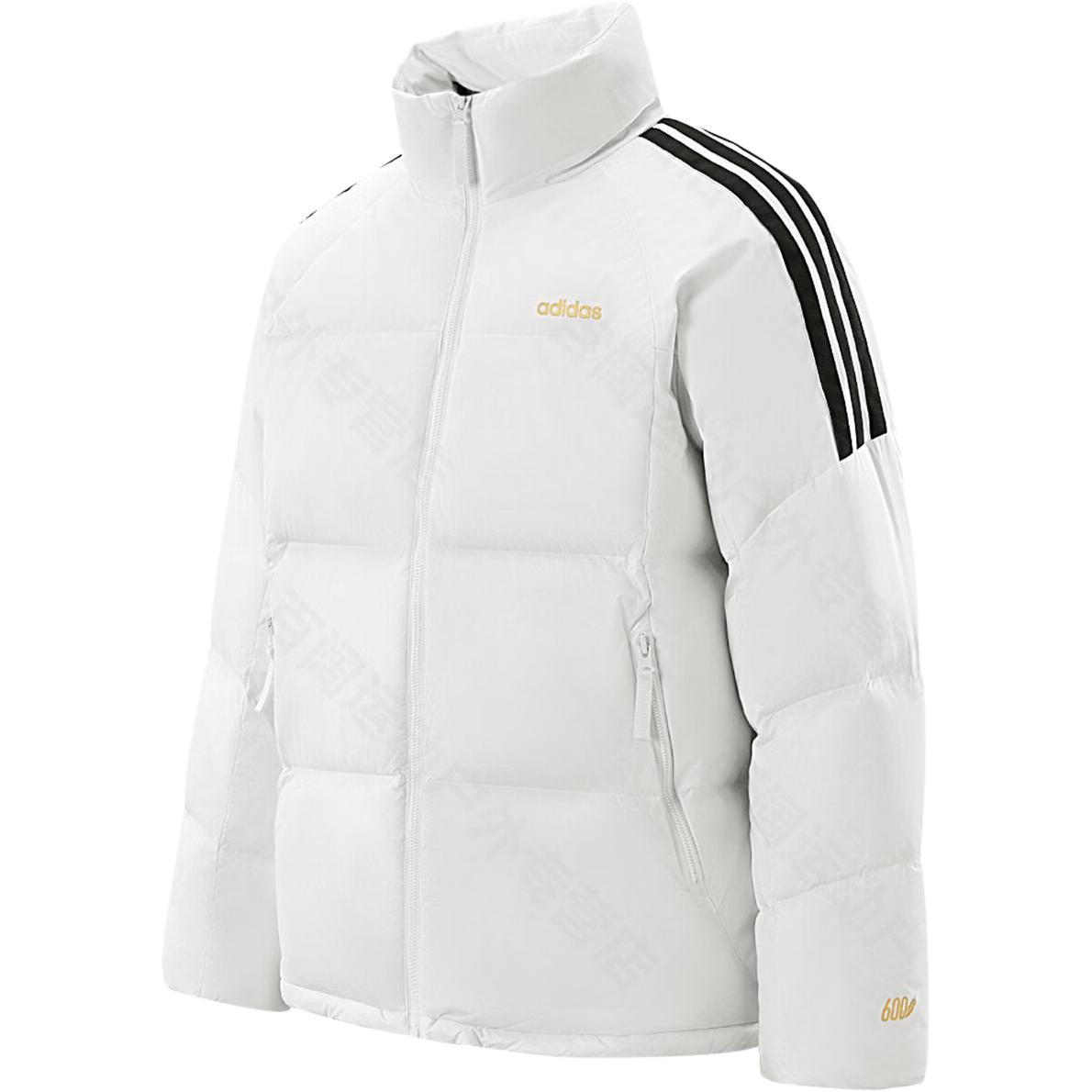 Adidas Мужская пуховая куртка белого цвета с воротником-стойкой, средней толщины — фото 3