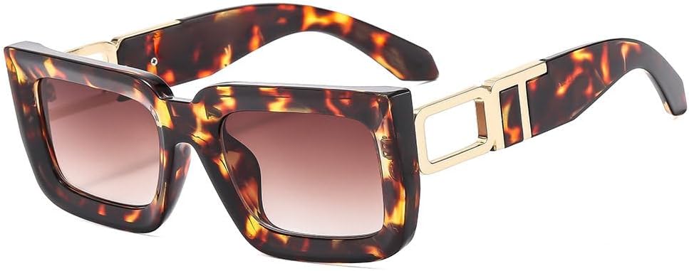 

Модные квадратные солнцезащитные очки для женщин и мужчин в стиле ретро с двухцветной оправой, трендовые солнцезащитные очки с защитой от УФ-излучения UV400 MTZJH, One Color