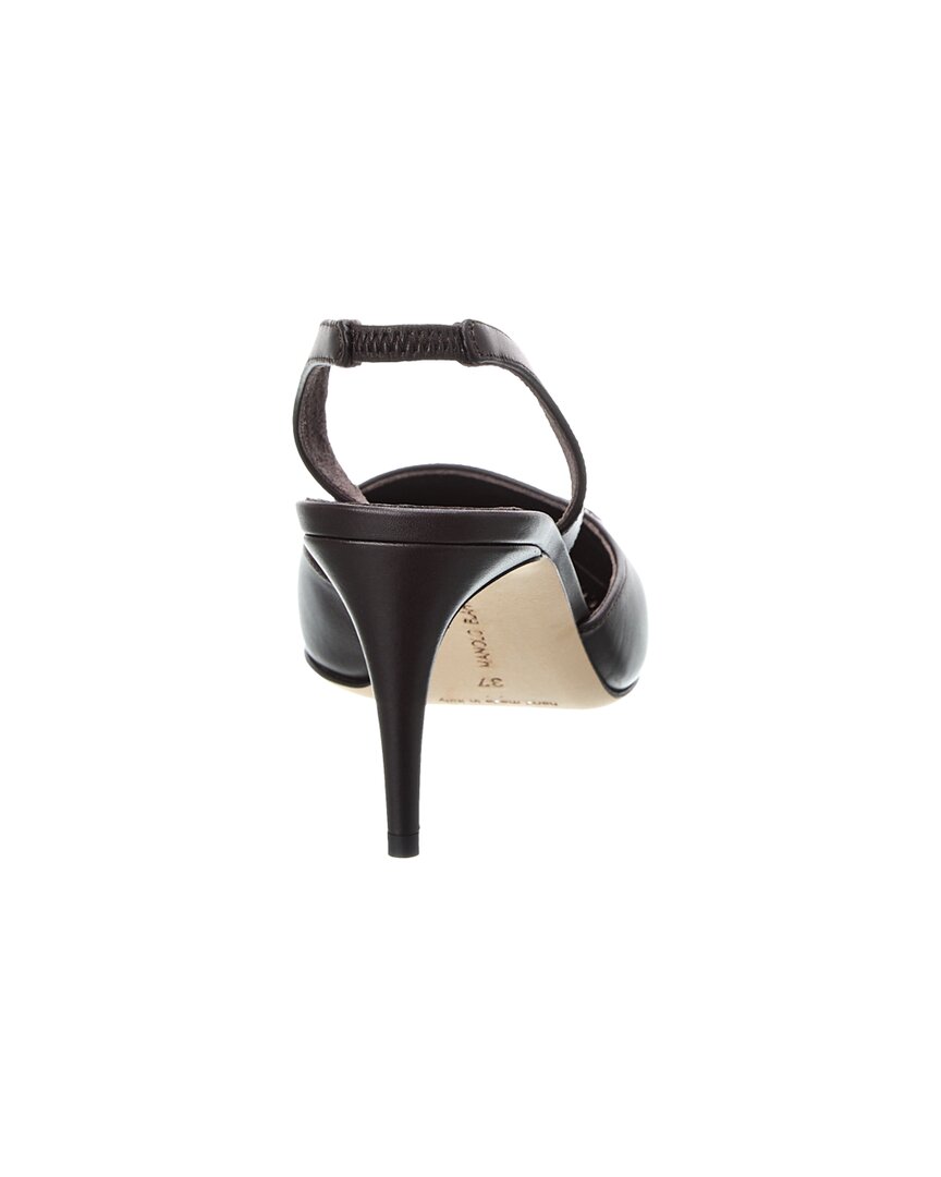 Манило Бланик Хомерасли 70 Кожаные туфли-лодочки с открытой пяткой Manolo Blahnik, черный — фото 3