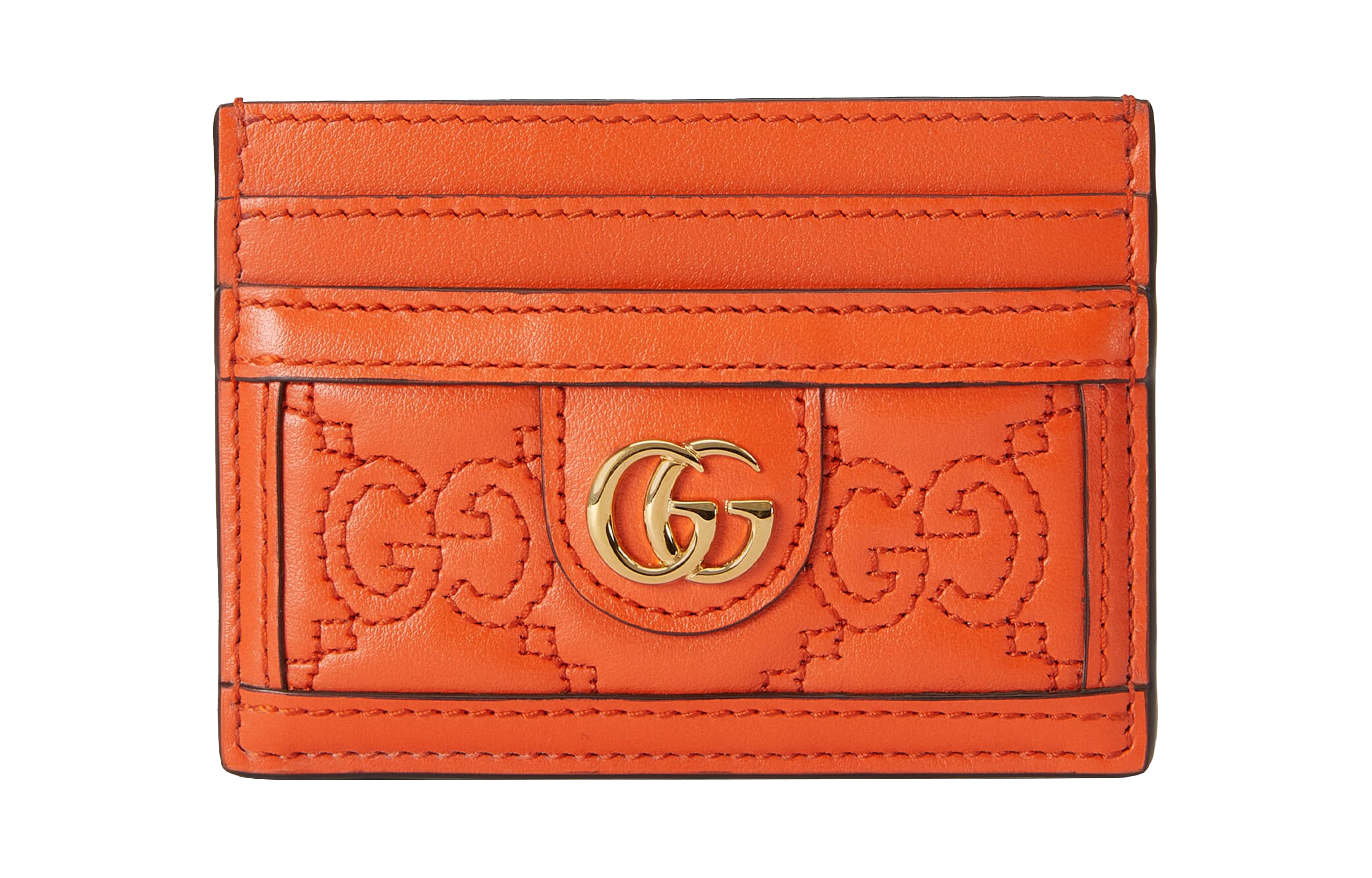 

GUCCI GG Matelassé Leather Card Holder Small Women's Orange