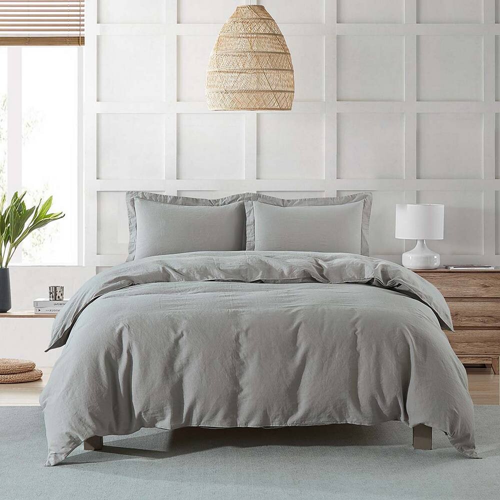 

Комплект предварительно выстиранных льняных пододеяльников Egyptian Linens, серый