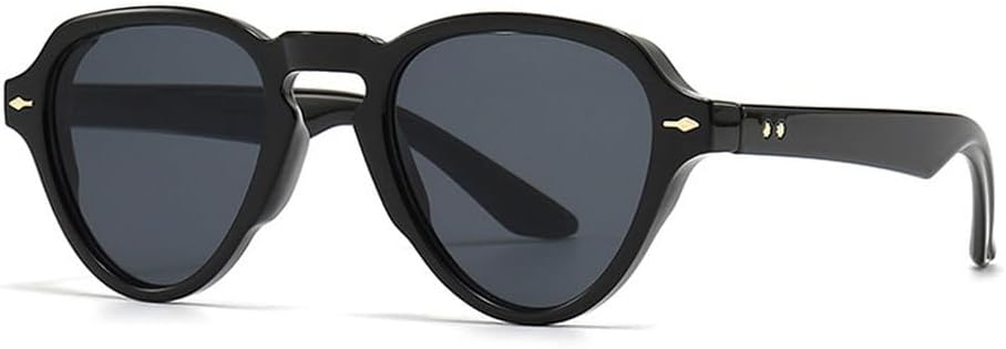 

Винтажные уникальные овальные женские солнцезащитные очки в стиле панк, модные градиентные очки с защитой от УФ-излучения UV400, мужские солнцезащитные очки «кошачий глаз» с заклепками TKKTLLT, Black Gray