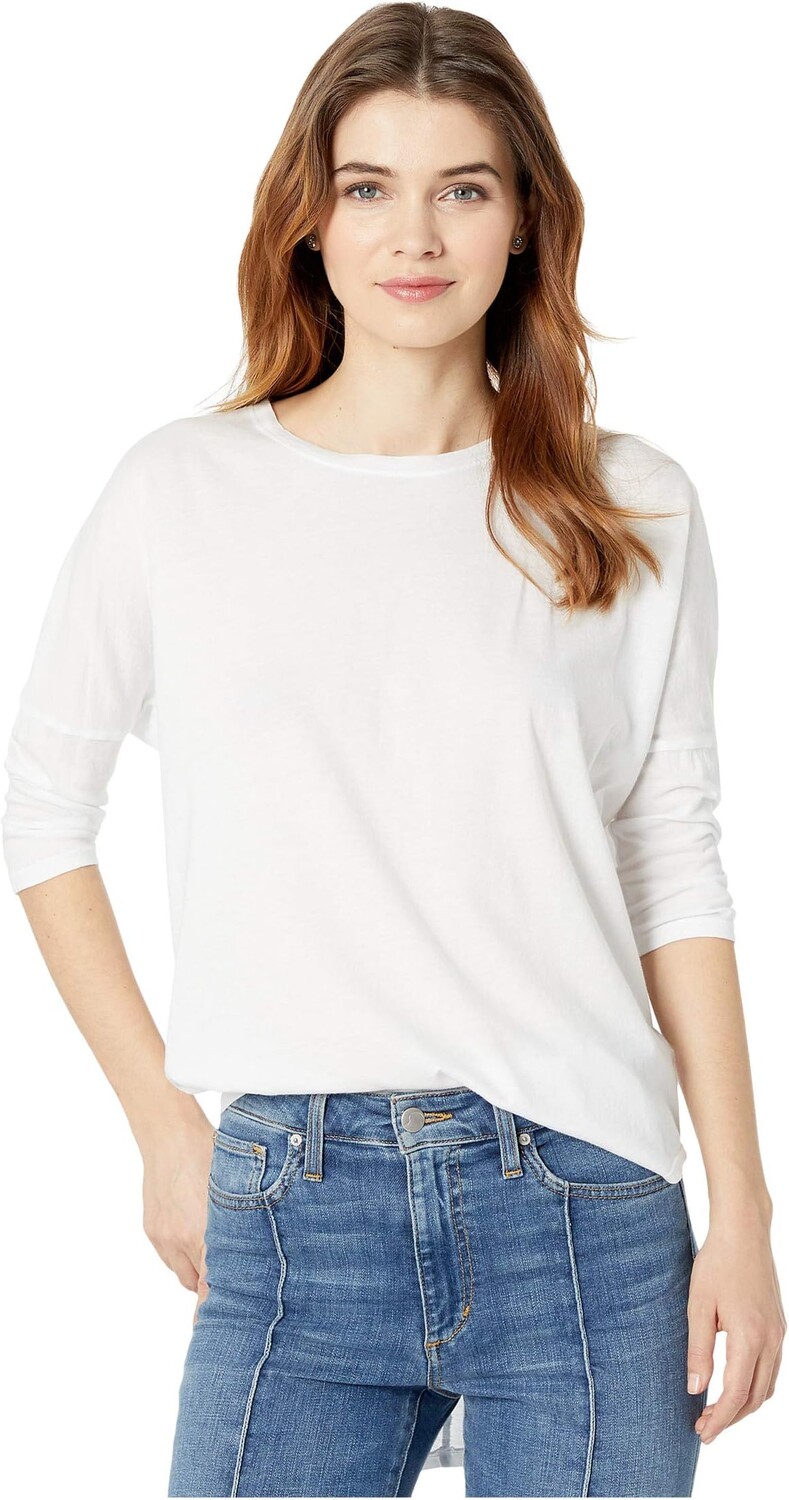 

Топ bobi Los Angeles 3/4 Sleeve Drop Shoulder Top in Lightweight Jersey, белый