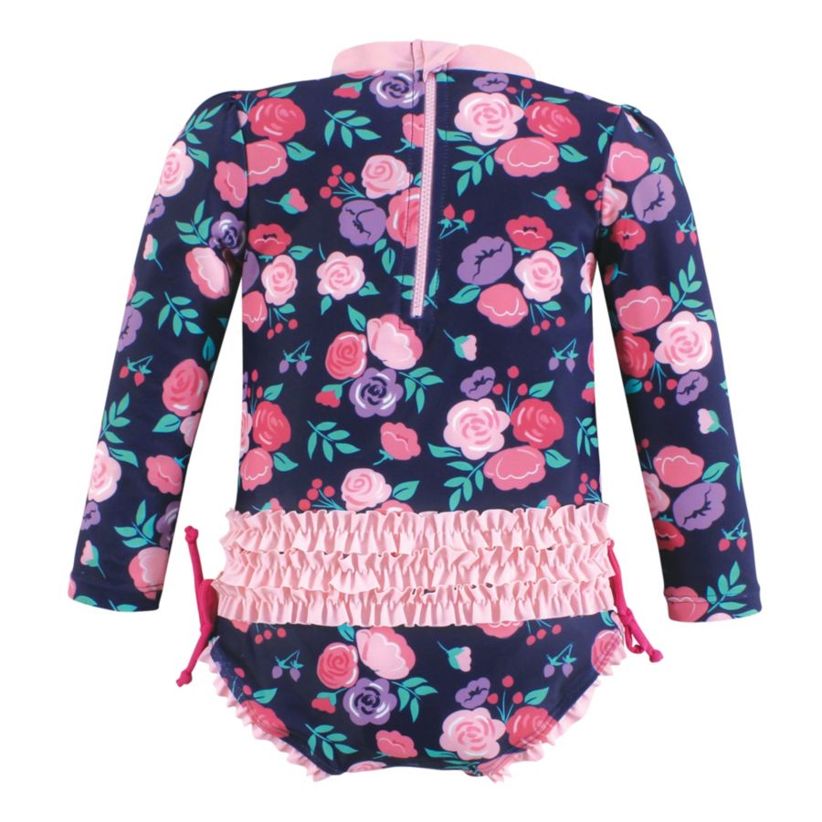 Детский купальник-рашгард с цветочным принтом Hudson Baby, Navy bright pink floral — фото 2