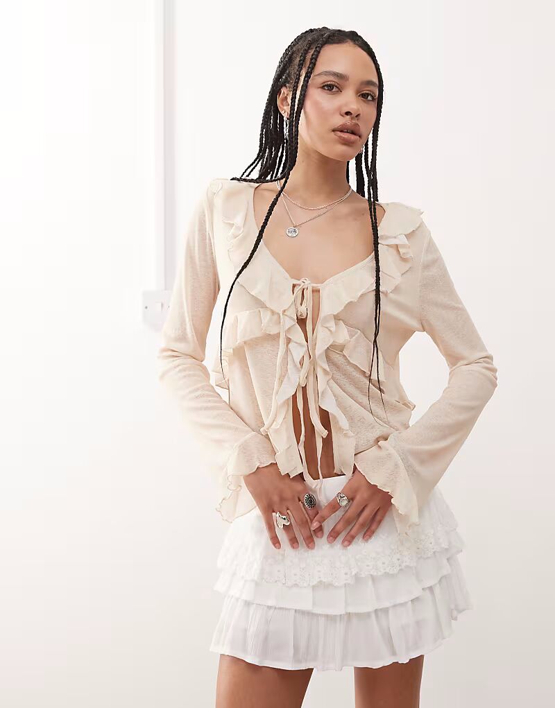 

Блузка с рюшами цвета сливочного масла Reclaimed Vintage