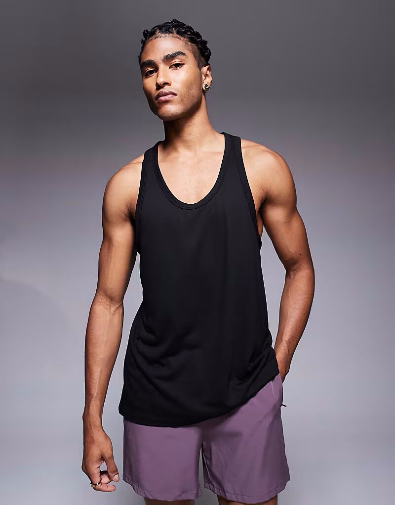 

4505 быстросохнущая сетчатая майка для бега черного цвета