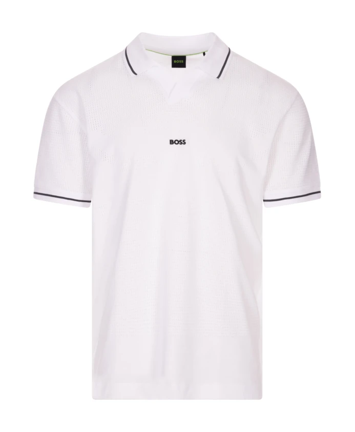 

Белая рубашка-поло с жаккардовым узором Hugo, белый