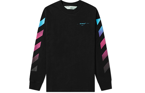 Футболка с длинными рукавами OFF WHITE с диагональным градиентом OFF-WHITE, черный XL — фото 2