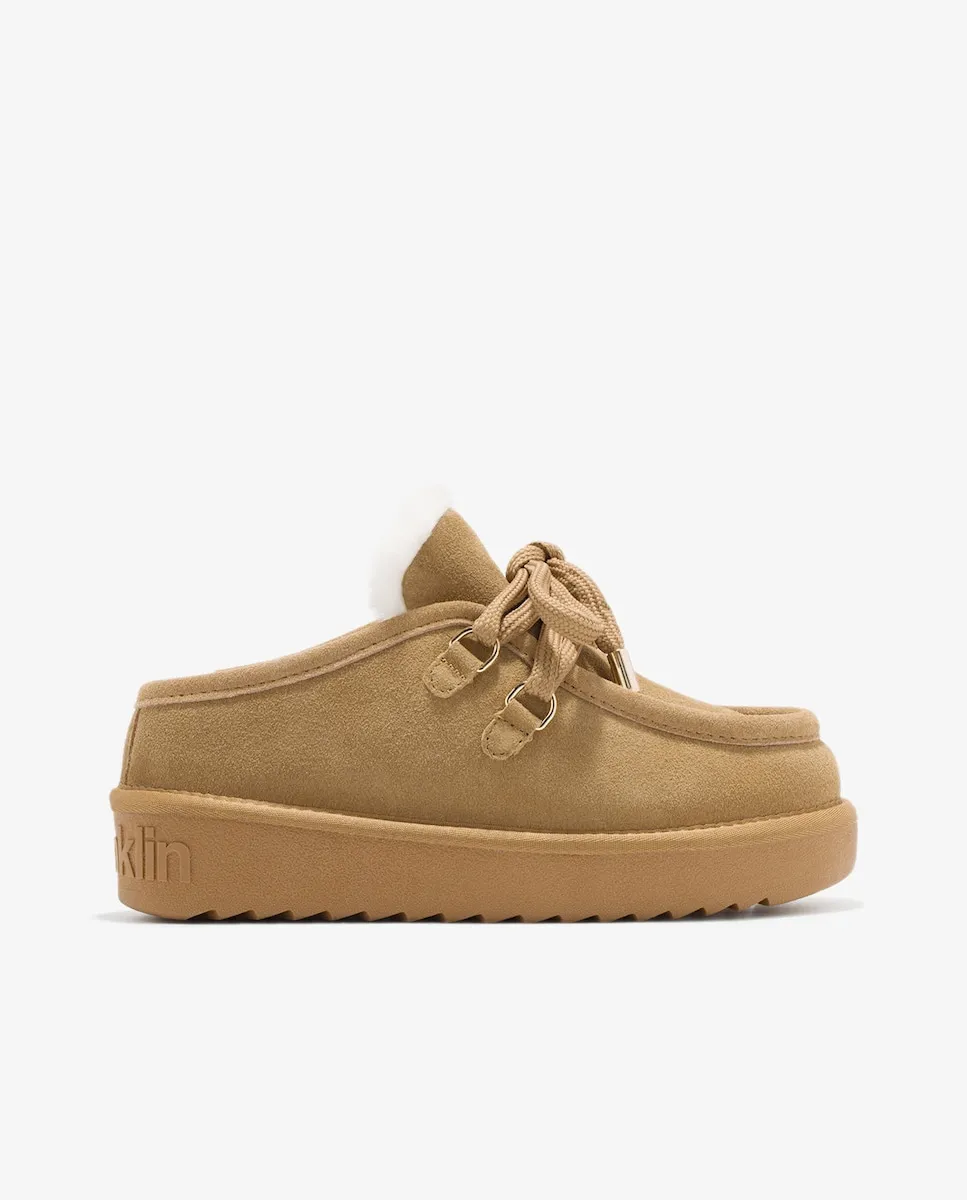 Женские сабо из кожи с меховой подкладкой Nordic clog D.Franklin, коричневый