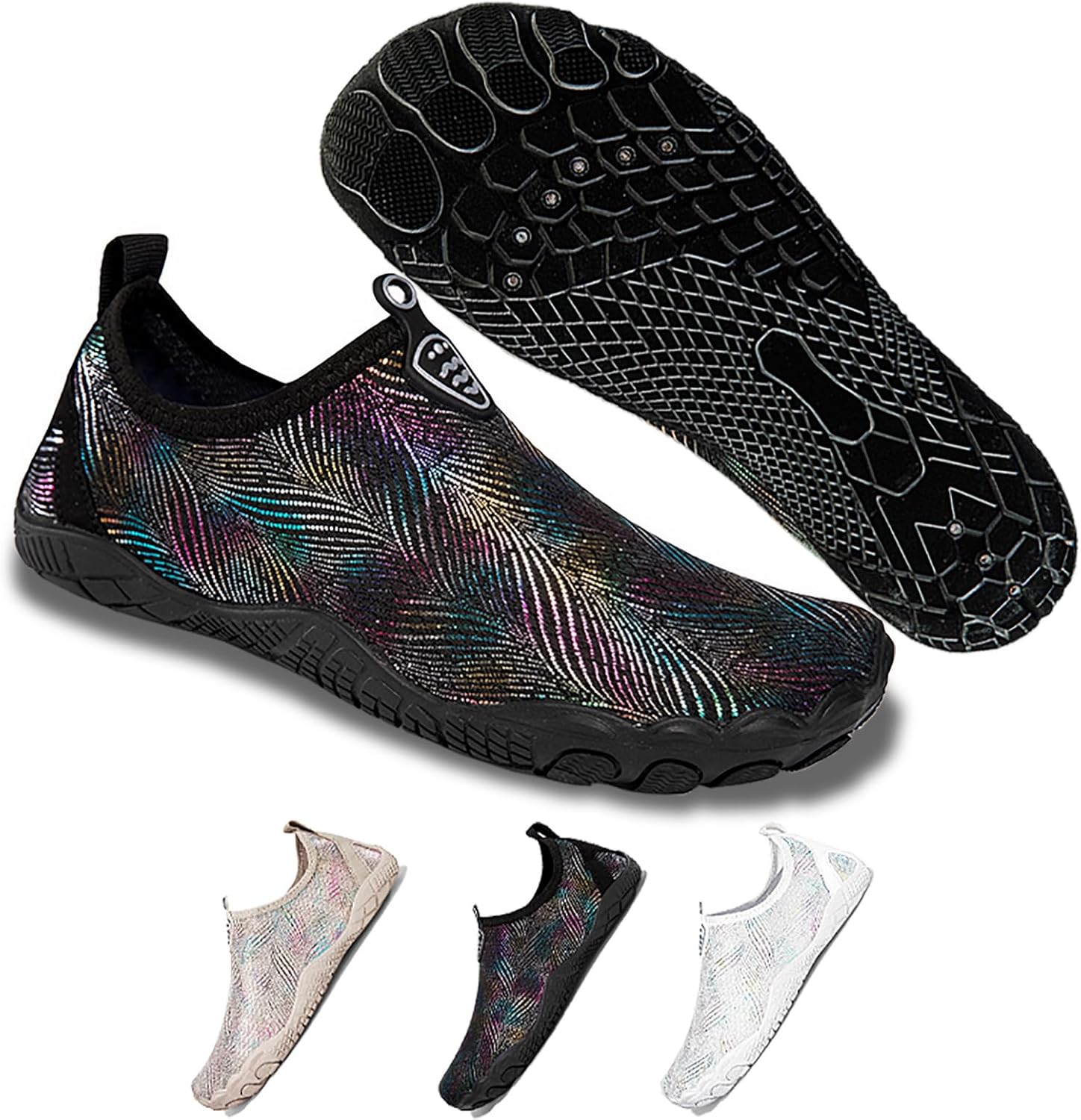 

Кроссовки для женщин и мужчин унисекс, быстросохнущие, с нескользящей подошвой, широким носком Feedmoo, черный