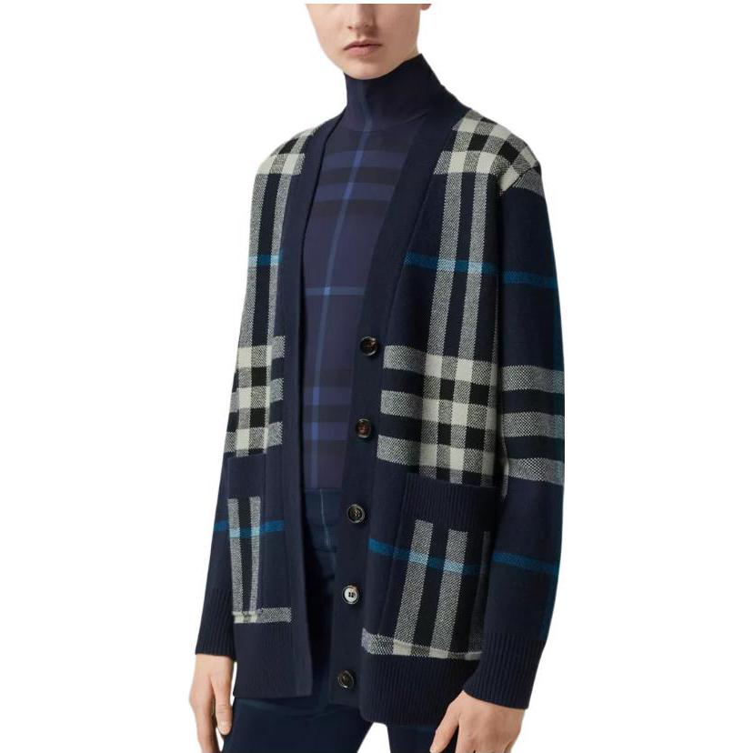 Кардиган Джерси Burberry, оверсайз, темно-угольно-синий — фото 3
