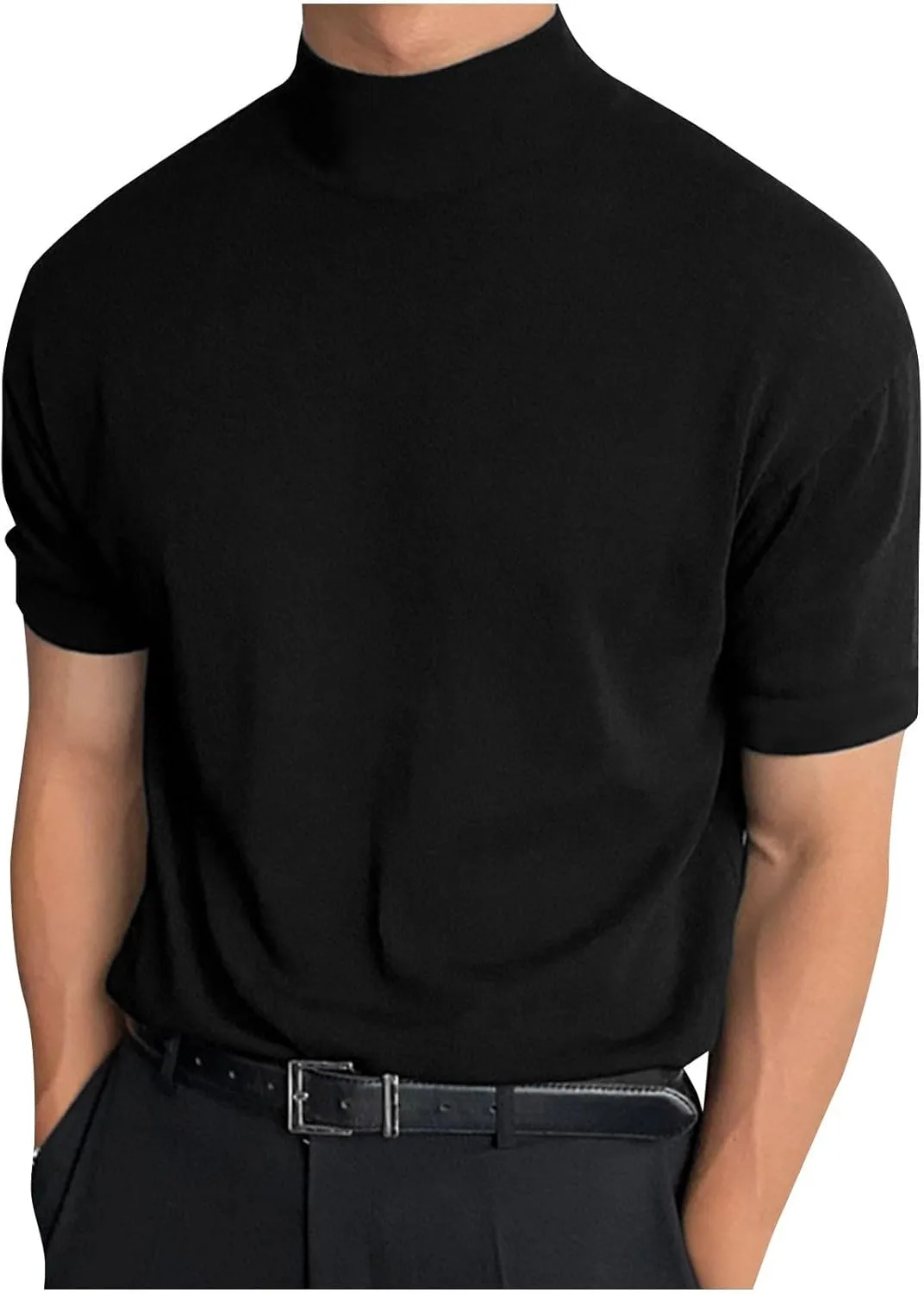 

Мужская футболка с воротником-стойкой, короткий рукав, Slim Fit