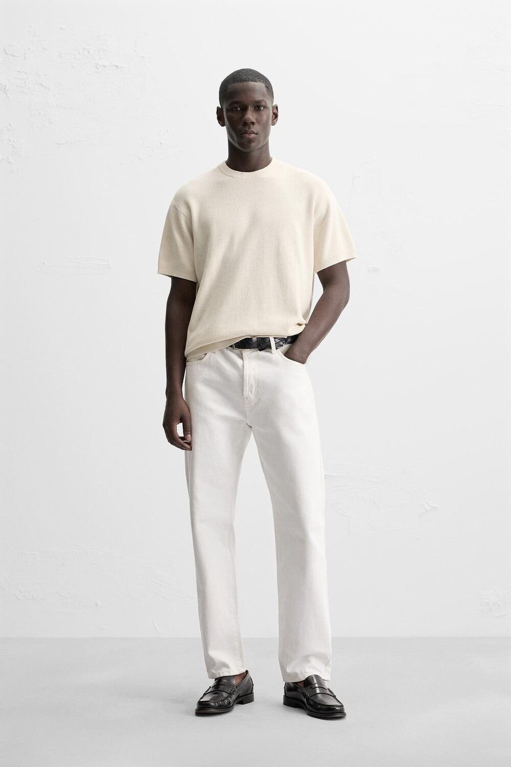 

Топ изнаночной вязки ZARA, устрично-белый