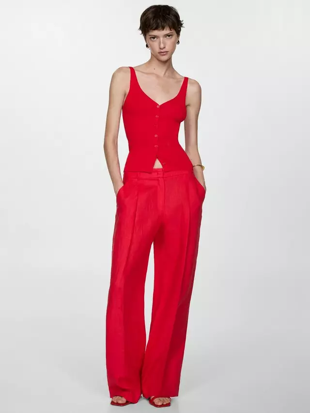 

Топ Mango Lana Button Knit, красный