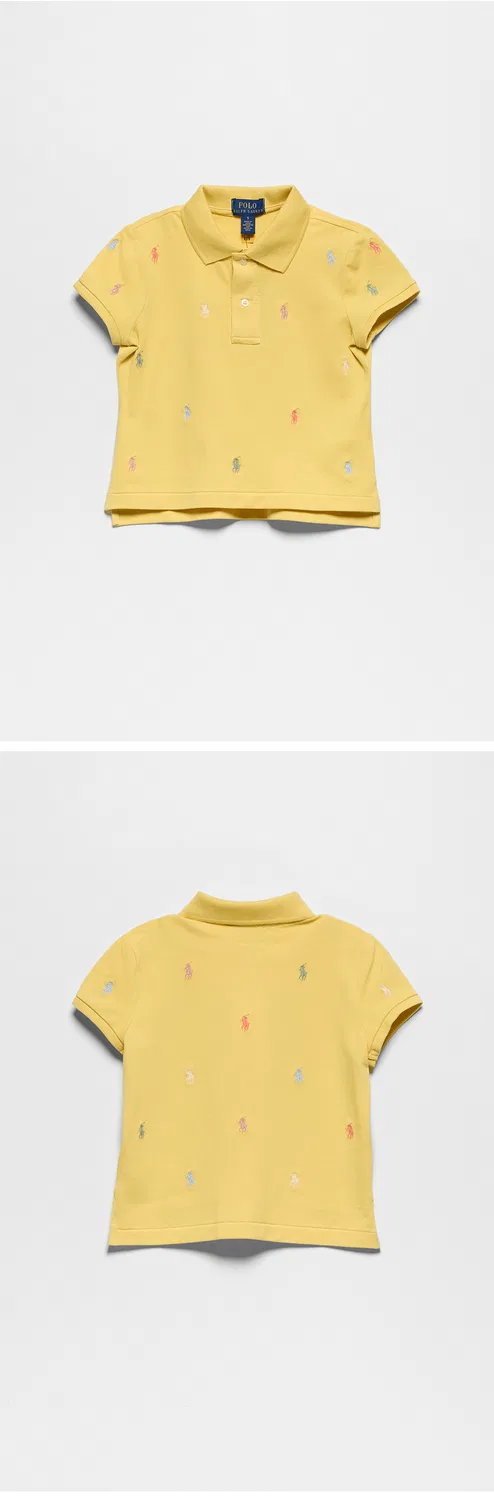 Детская футболка-поло "Пони Стретч Меш" жёлтая от Polo Ralph Lauren Children — фото 3