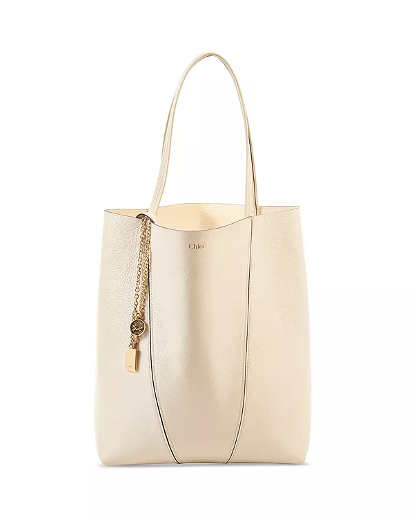 

Средняя кожаная сумка-шоппер Chloé, бежевый