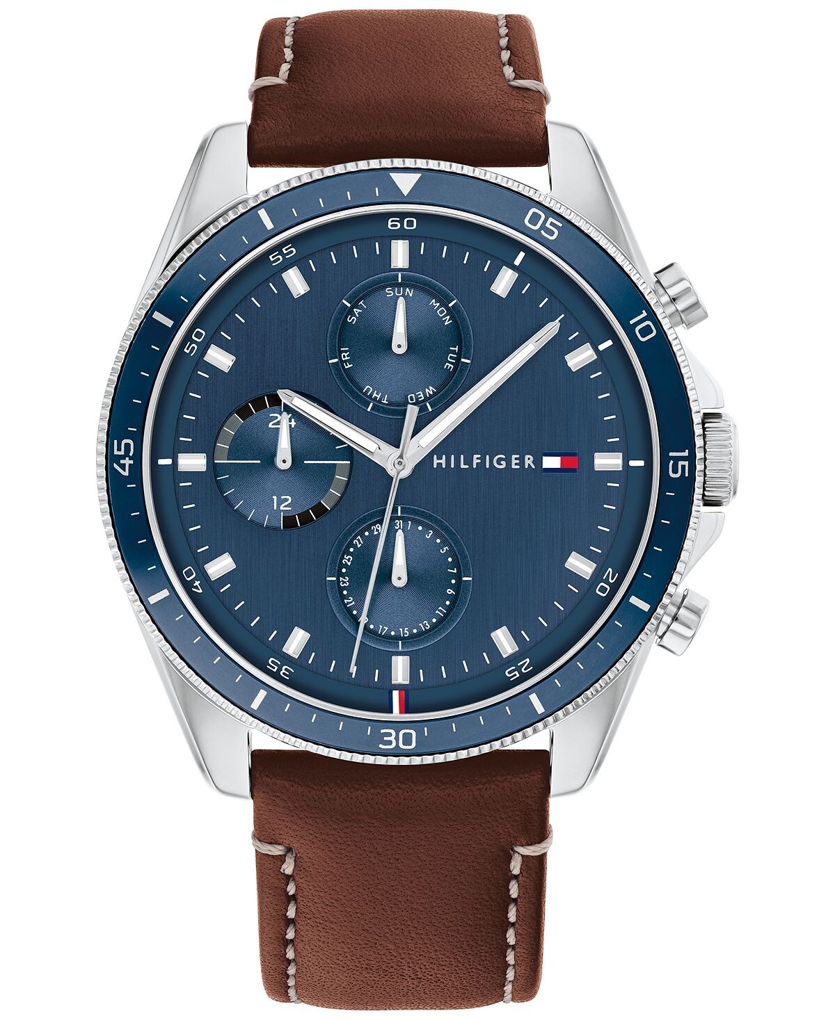 

Мужские часы с хронографом на коричневом кожаном ремешке, 44 мм Tommy Hilfiger