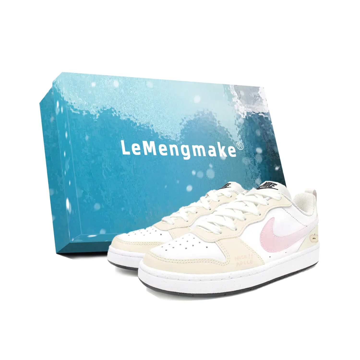 

Nike Детские кроссовки для скейтбординга Court Borough Cheeses Apple, устойчивые к истиранию, низкие, желтые, розовые, подростковые