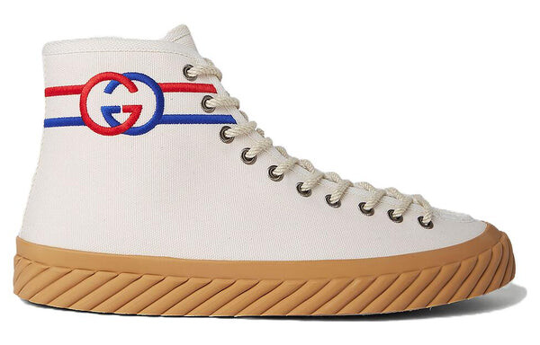 Кроссовки interlock g high-top sneakers 'white red blue' Gucci, белый — фото 2