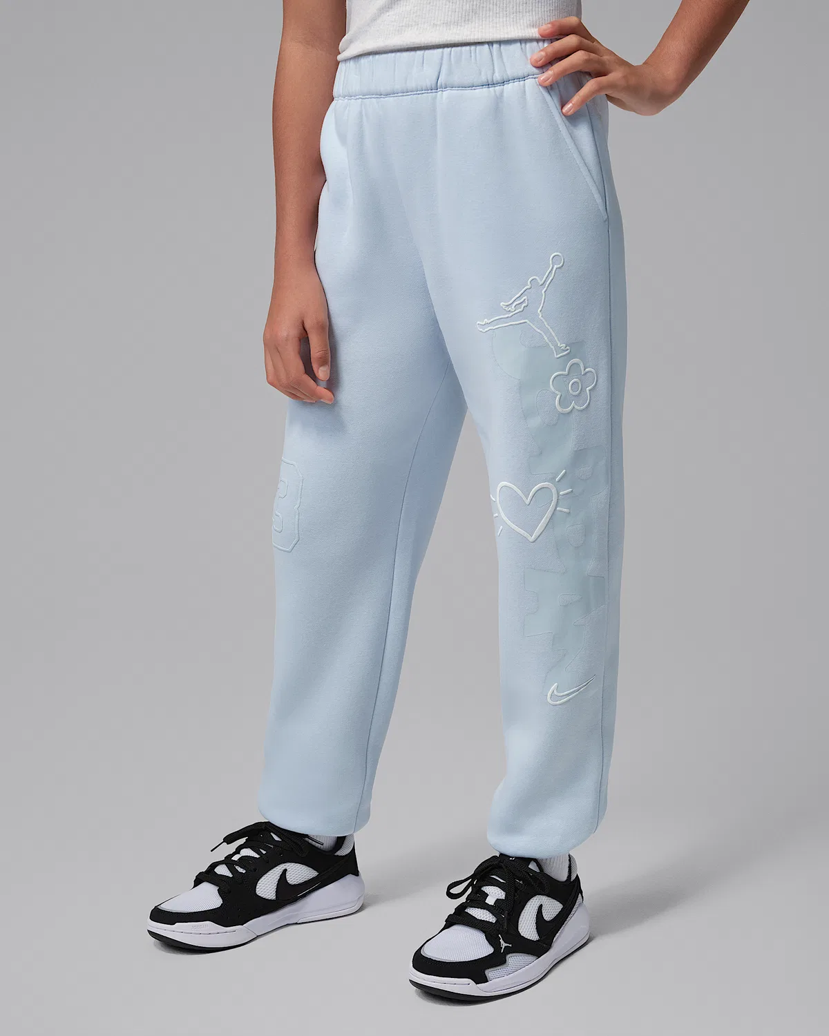 Детские флисовые штаны Jordan Love is in the Air, Light Blue/White/White