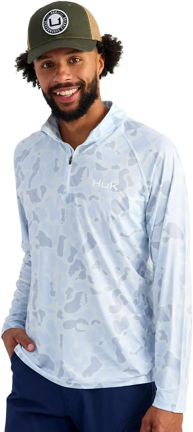 

HUK мужская футболка Airweight 1/4 Zip, легкая производительная с длинным рукавом и защитой от солнца UPF