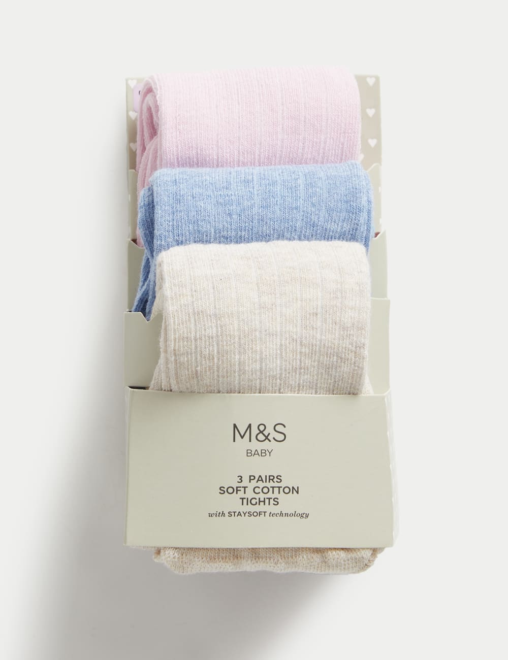 

3 пары хлопковых колготок в рубчик Marks & Spencer, разноцветный