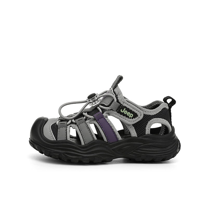 

Детские сандалии с низким верхом, устойчивые к истиранию, легкие, амортизирующие, нескользящие Jeep, серый/черный