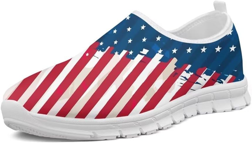 

Женские кроссовки Forchrinse Purple Owl Plum Blossom для прогулок, мужские слипоны, теннисные кроссовки, модные с 3D принтом животных, повседневные лоферы, легкие, American Flag