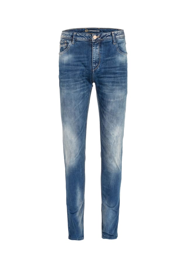 

Джинсы прямого кроя с потертостями Cipo & Baxx, синий