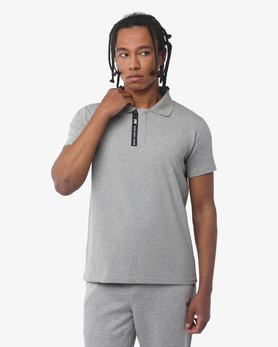 

JAKED Мужская меланжевая серая рубашка-поло из синтетического материала для фитнеса