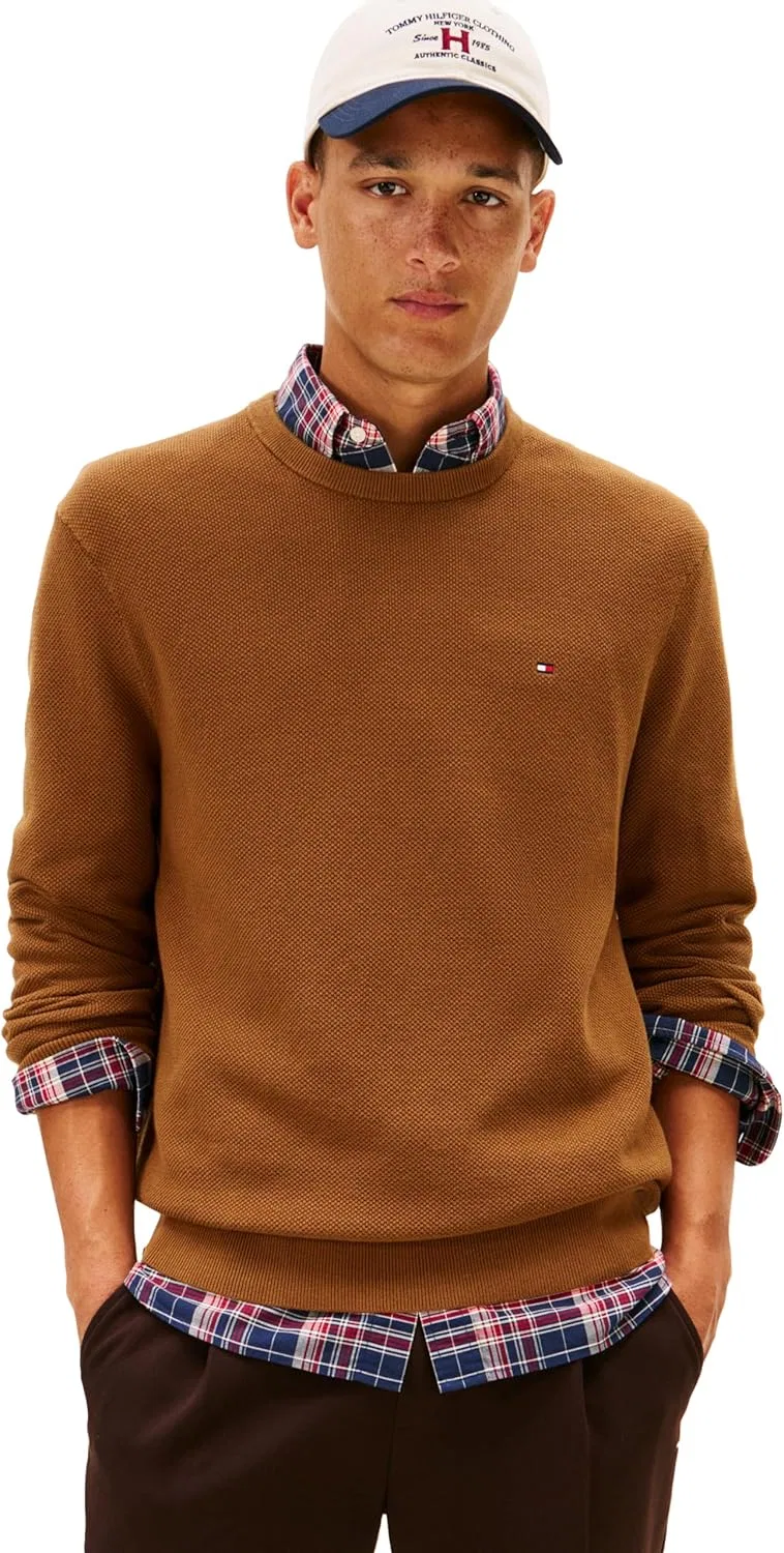 Свитер с круглой горловиной Tommy Hilfiger для мужчин, хаки